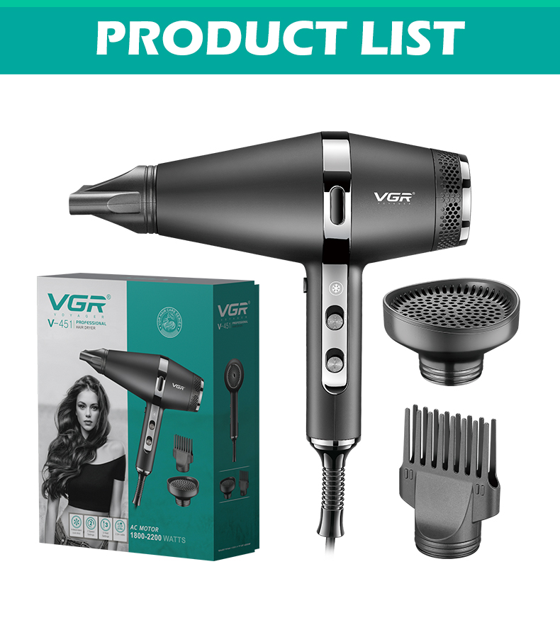 VGR451 hair dryer for household wholesale, high-power negative ion hair care, hair salon, hairdresser, hair dryer pic 7