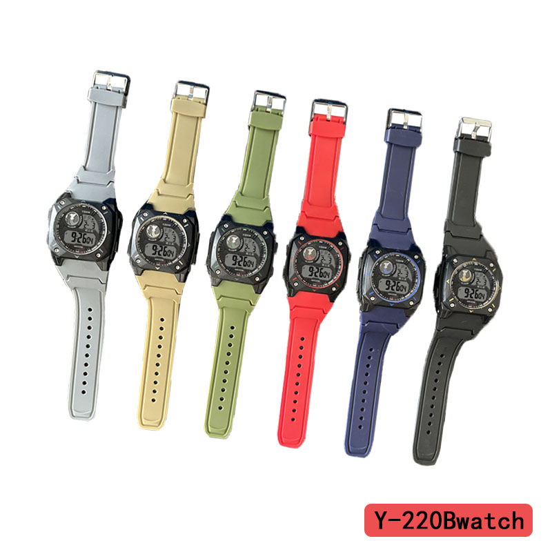 The YITONG basic model electronic watch from YITONG is cost-effective, durable and worry-free. It is specially designed for students to wear in class and on a daily basis. The Y-220B color electronic watch is a square electronic watch and a men's waterproof luminous sports watch. It is a trendy choice Specification image