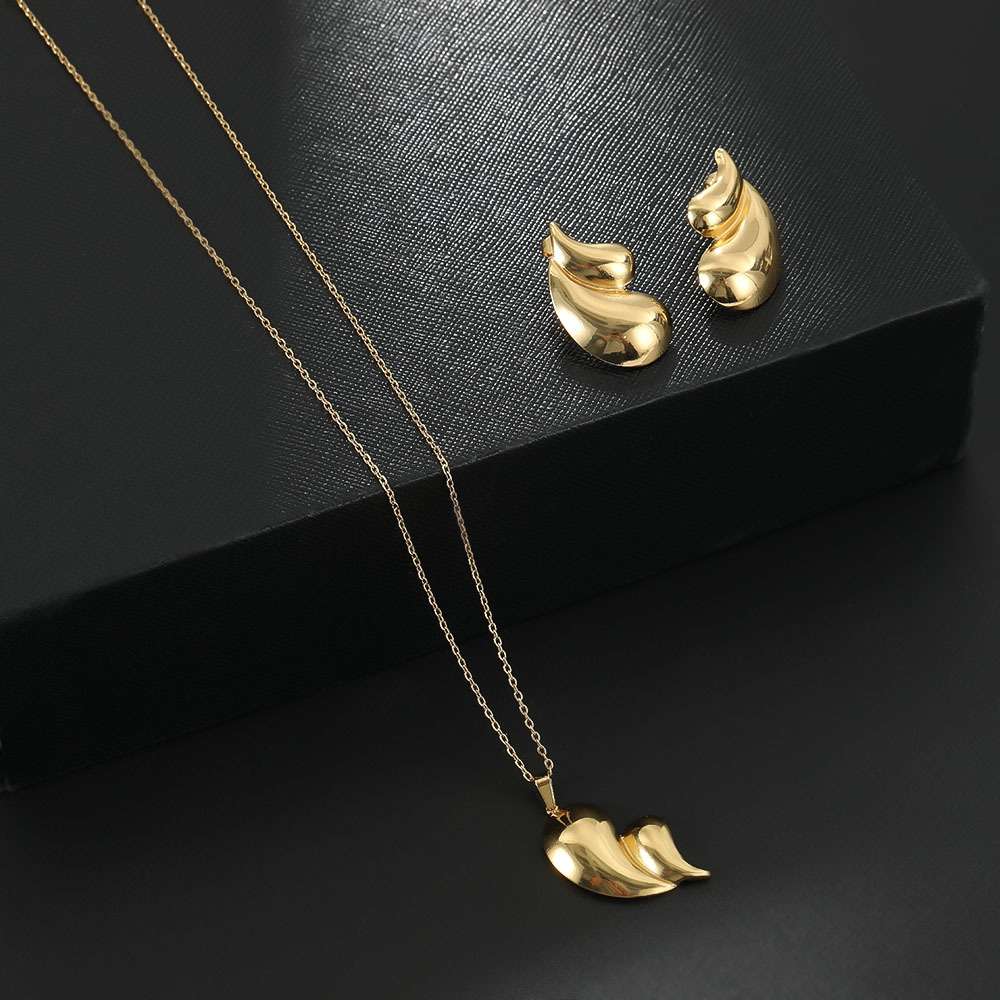 Oil pressure exaggerated set earrings and necklace set, foreign trade oil-dripping zircon fashionable women's earrings and necklace set bestseller recommendation detail image 10