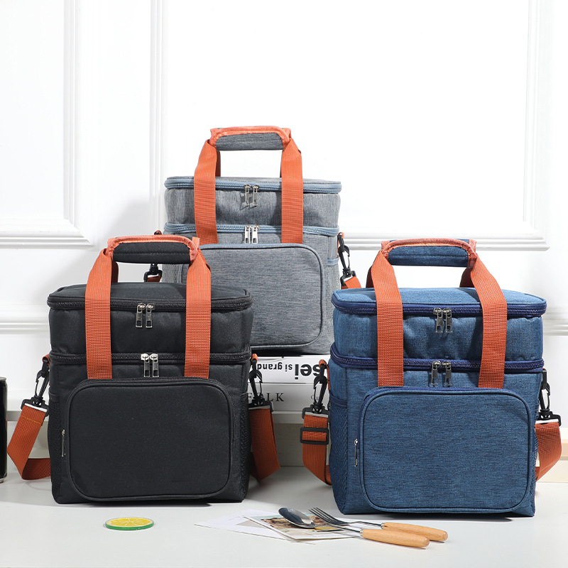 Double-layer thickened ice packs, hand-held lunch packs, bento insulated bags wholesale, outdoor picnic packs, lunch box bag manufacturers Specification image