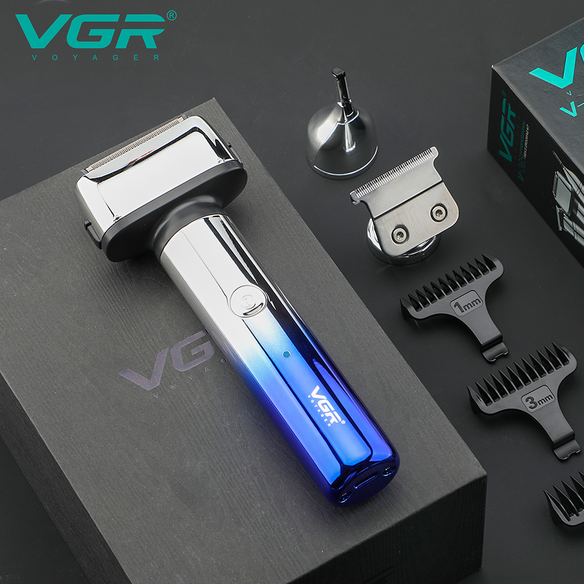 VGR Cross-border New reciprocating Razor, multi-functional three-in-one Eyebrow trimmer, gradient color electric clipper 365 Item Picture