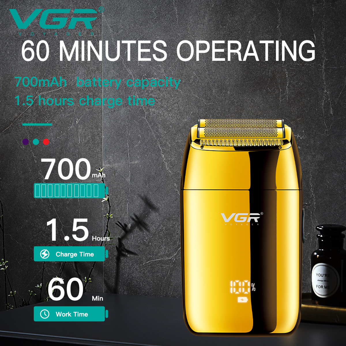 VGR's new cross-border retro digital display whitening razor, shaving razor, edge trimming, rechargeable shaving head and hair clipper is priced at 399 Application Scenario