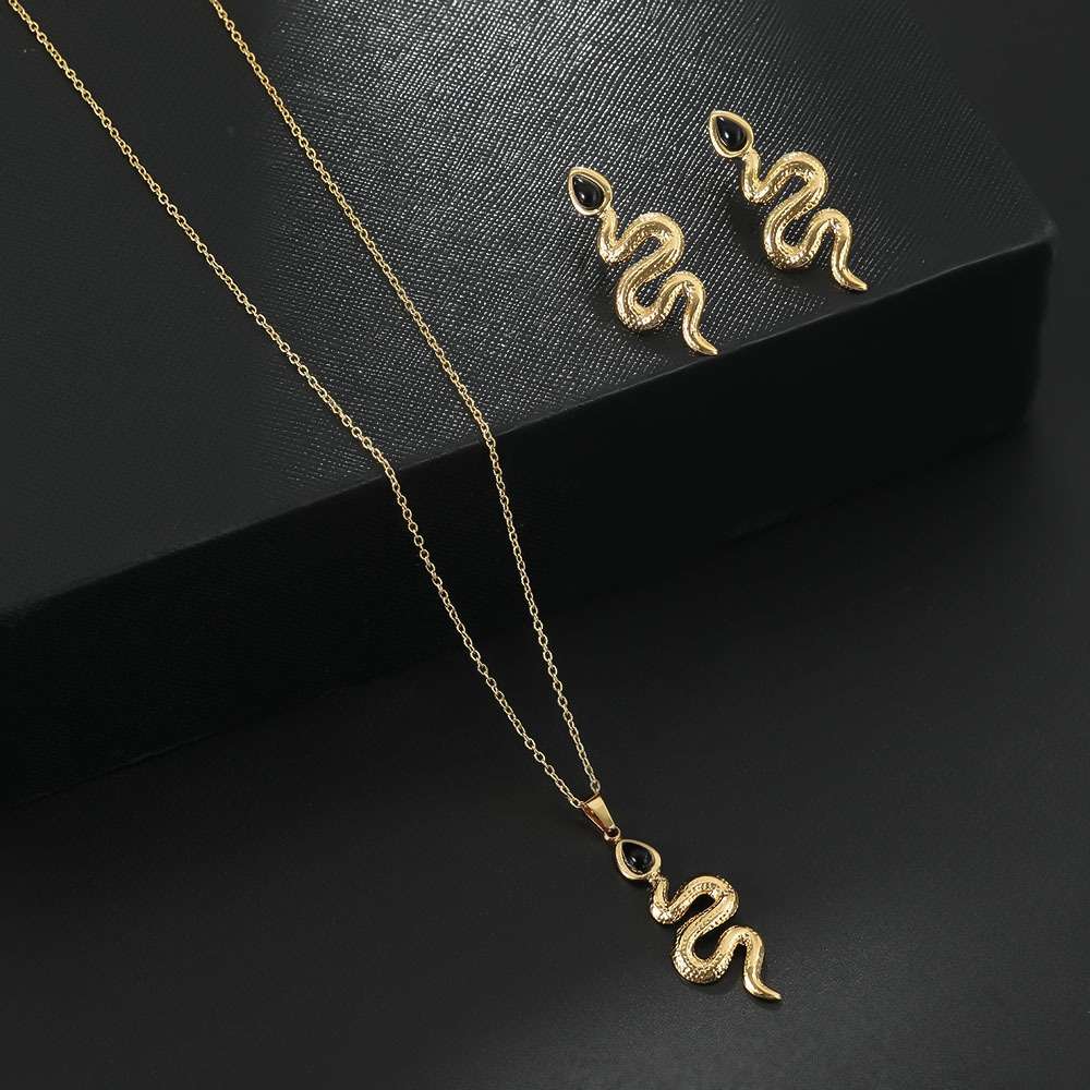 Oil pressure exaggerated set earrings and necklace set, foreign trade oil-dripping zircon fashionable women's earrings and necklace set bestseller recommendation detail image 6