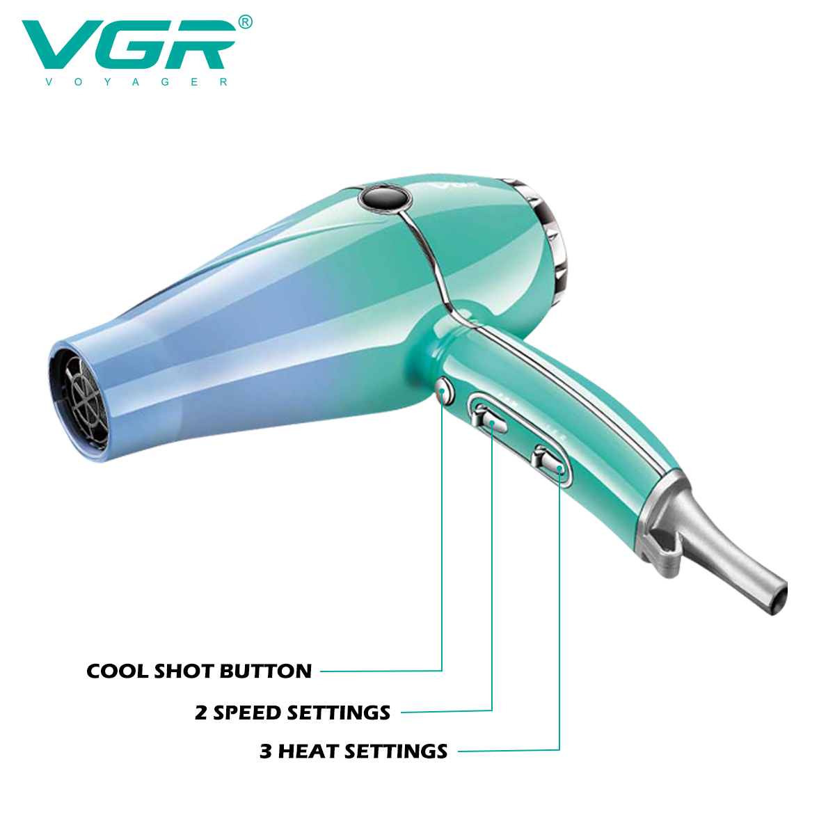 VGR452 Cross-border high-speed Hair dryer, hair salon hair dryer, negative ion household high-power export hair dryer batch Application Scenario