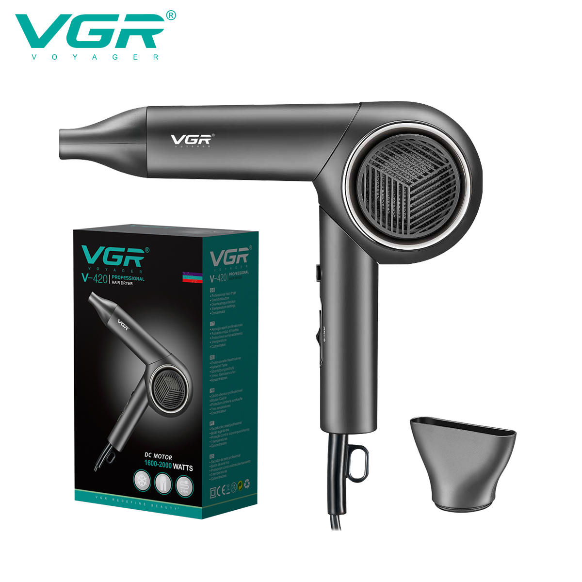 VGR420 New cross-border folding hair dryer, cold and hot constant temperature quick drying, high-power negative ion hair dryer wholesale