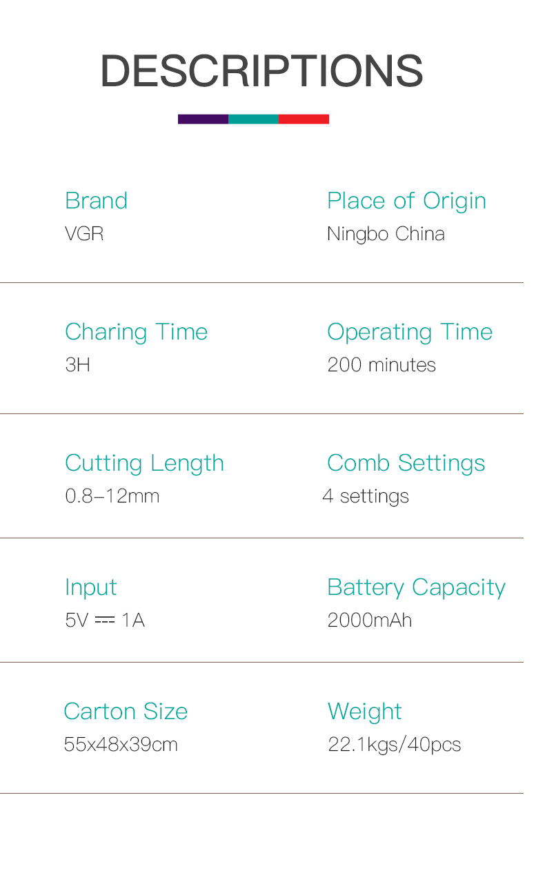 VGR683液晶数显电动大功率不卡发USB电推剪剪发器油头理发剪详情12