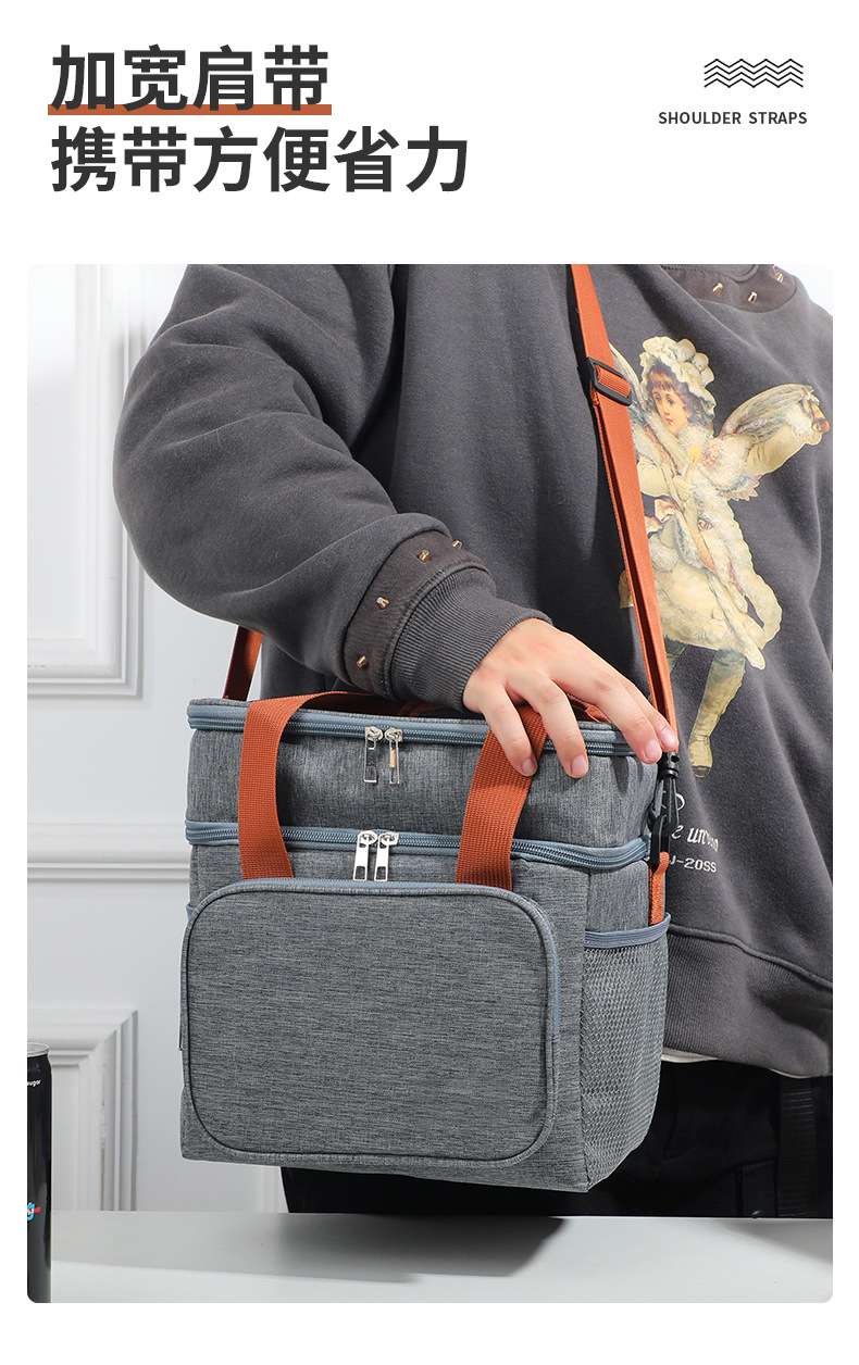 Double-layer thickened ice packs, hand-held lunch packs, bento insulated bags wholesale, outdoor picnic packs, lunch box bag manufacturers detail image 9