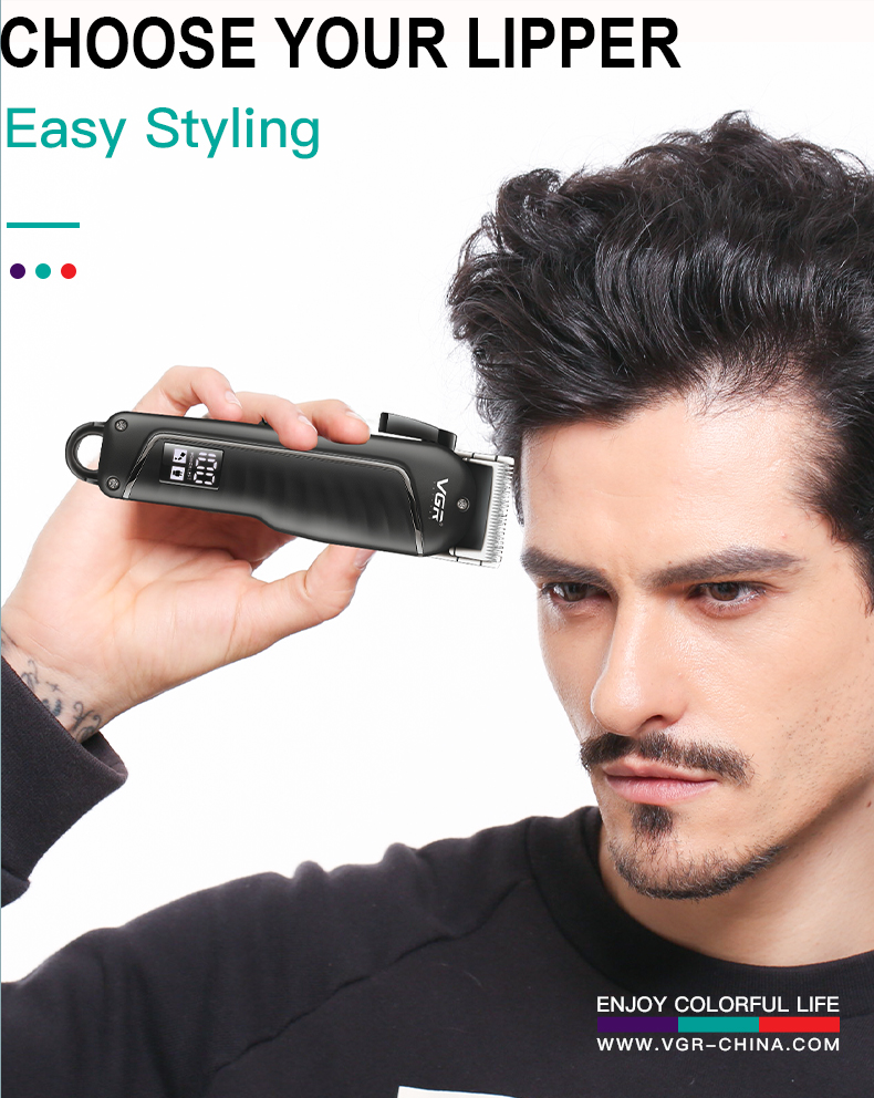 VGR683液晶数显电动大功率不卡发USB电推剪剪发器油头理发剪详情3