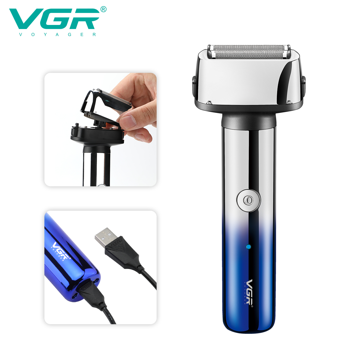 VGR Cross-border New reciprocating Razor, multi-functional three-in-one Eyebrow trimmer, gradient color electric clipper 365 Application Scenario