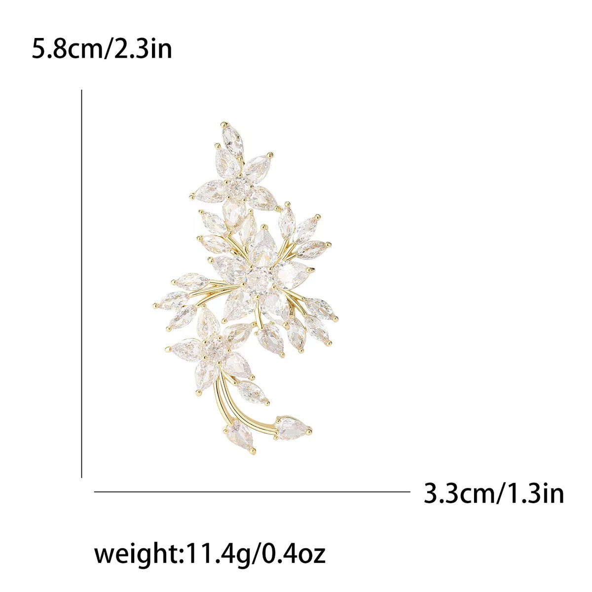 New high-end crystal plum blossom brooch, slightly inlaid zircon, elegant brooch, light luxury clothing, large collar brooch Item Picture