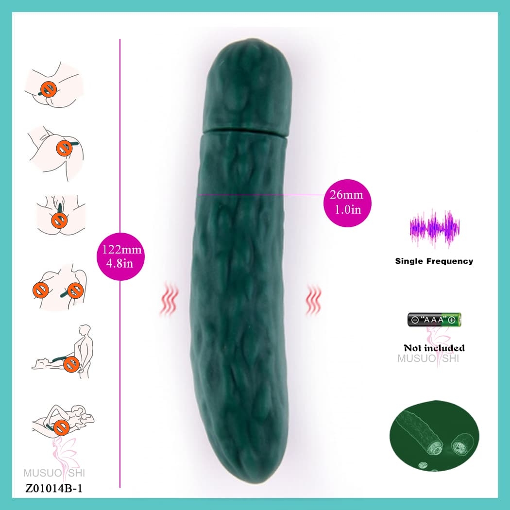 Z01014B-1  sex toys Waterproof Vibrator Powerful  Silicone Massage for Women Pleasure Personal Handheld Small Massager Cucumber-Shaped Vibrator, 4.8in, Single Frequency full figure