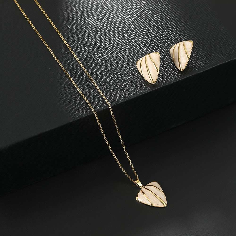 Oil pressure exaggerated set earrings and necklace set, foreign trade oil-dripping zircon fashionable women's earrings and necklace set bestseller recommendation detail image 13