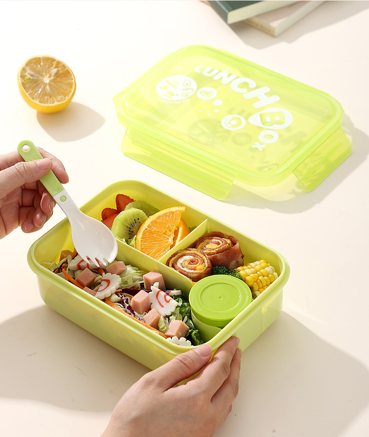 H226-547 compartments bento box: Students can bring their own rice in a microwave oven detail image 2