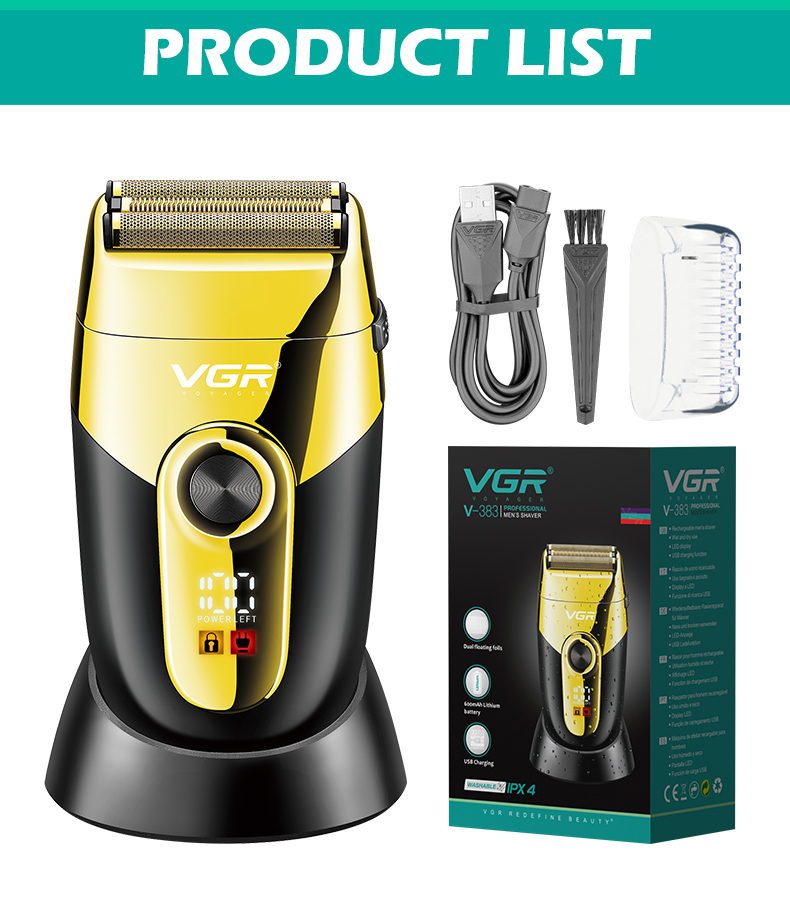 VGR383 Cross-border new LCD digital display retro razor IPX4 water-washable reciprocating razor Whitening device pic 8