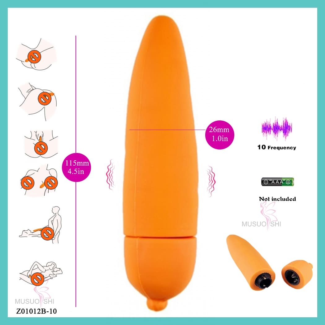 Z01012B-10  Vibrator 10 Frequency Vibration Female Vagina Clitoris Massager Soft Silicone Toys Sex Adult Toys  Orange Vibrating Bullet Massager with 10 Frequencies full figure