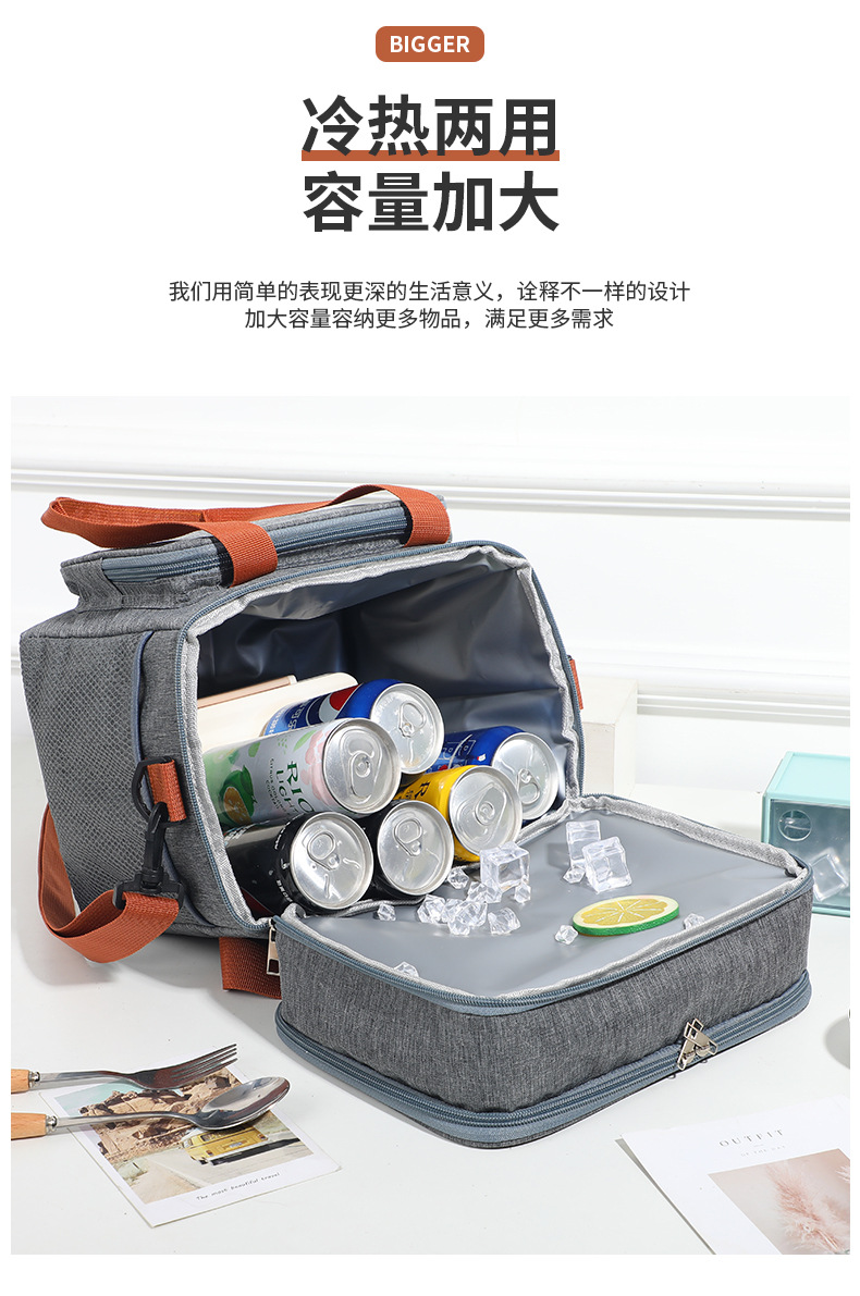 Double-layer thickened ice packs, hand-held lunch packs, bento insulated bags wholesale, outdoor picnic packs, lunch box bag manufacturers detail image 6