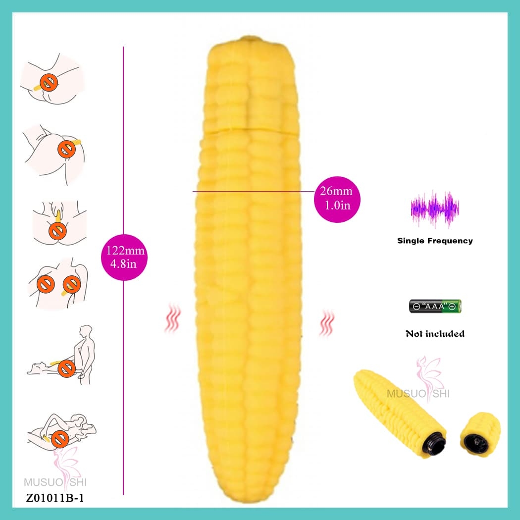 Z01011B-1 Waterproof Adult Toys 1 Frequency Vibrator for Women G-Spot Clitoral Stimulation Waterproof Wand Massager Corn-Shaped Vibrator, 4.8in, Single Frequency, Rechargeable full figure