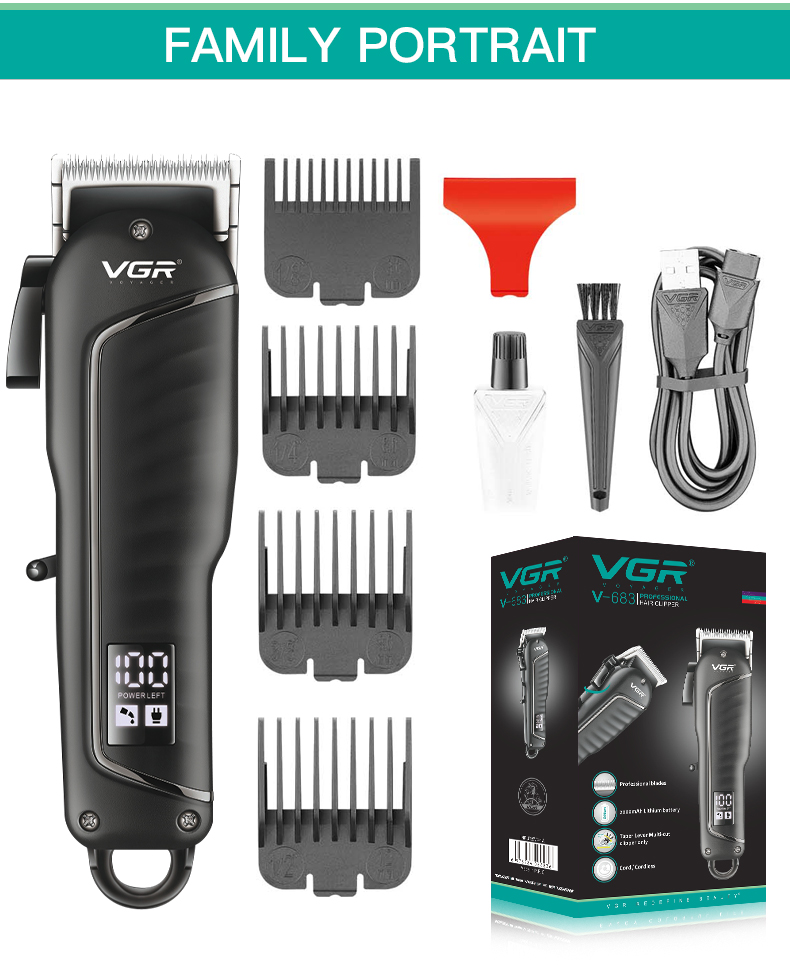 VGR683液晶数显电动大功率不卡发USB电推剪剪发器油头理发剪详情11