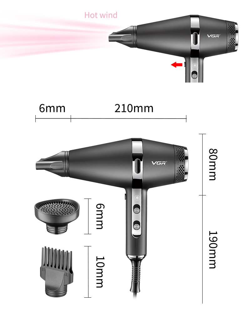 VGR451 hair dryer for household wholesale, high-power negative ion hair care, hair salon, hairdresser, hair dryer pic 4