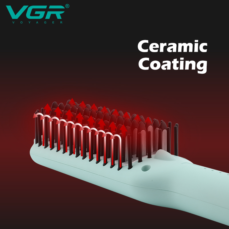 VGR592 Cross-border Foreign Trade five-speed temperature-controlled Straightening Comb Negative ion High-power ceramic-coated constant temperature Straightener Specification image