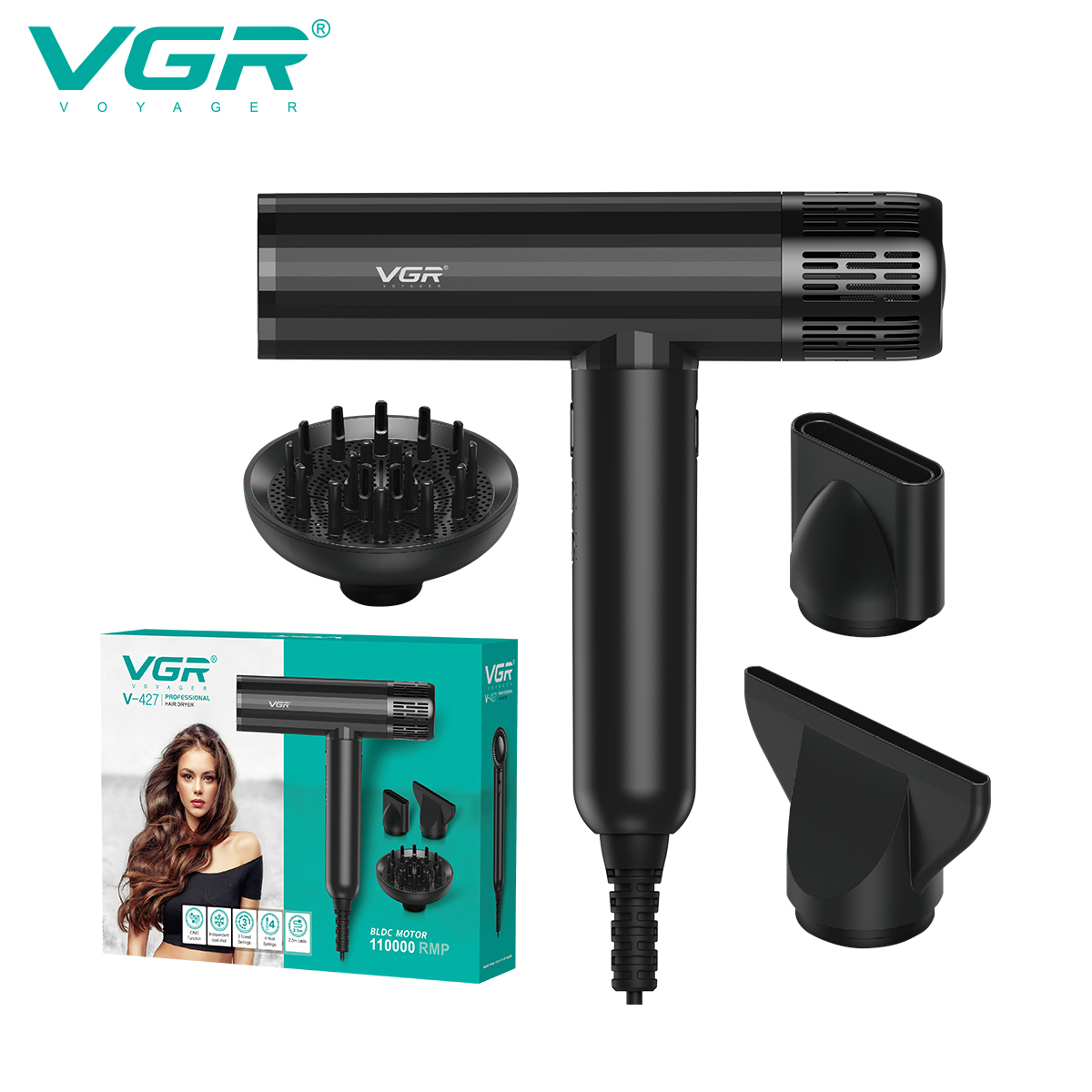 VGR427 Cross-border high-speed hair dryer, hair salon, styling Hair salon, high-speed negative ion temperature-controlled household air duct