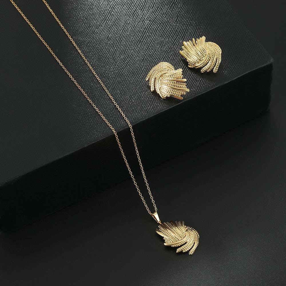 Oil pressure exaggerated set earrings and necklace set, foreign trade oil-dripping zircon fashionable women's earrings and necklace set bestseller recommendation detail image 7