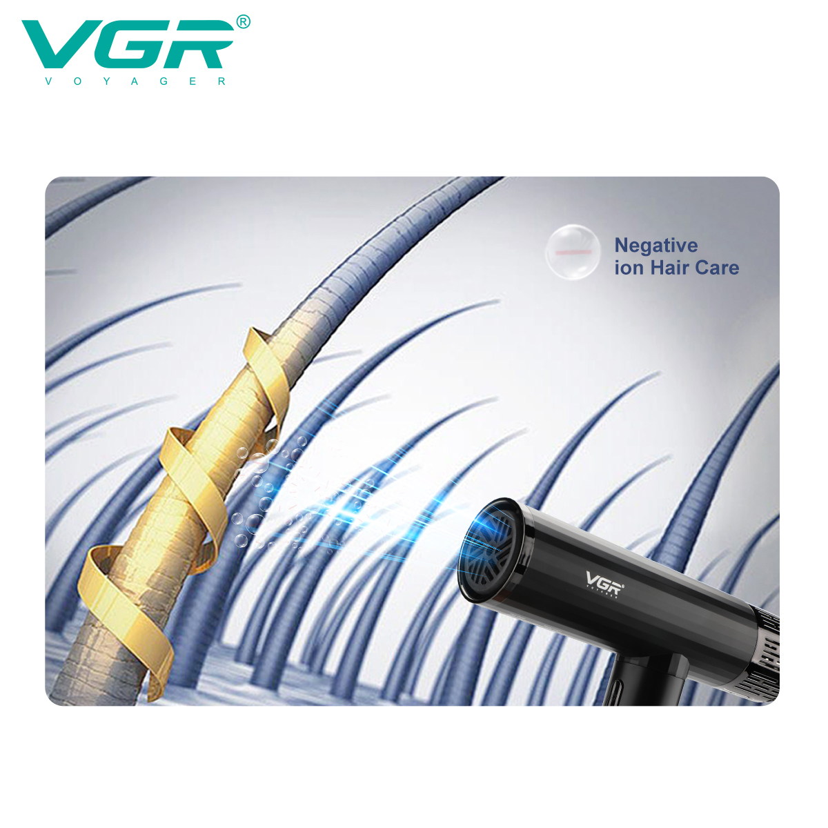 VGR427 Cross-border high-speed hair dryer, hair salon, styling Hair salon, high-speed negative ion temperature-controlled household air duct Item Picture