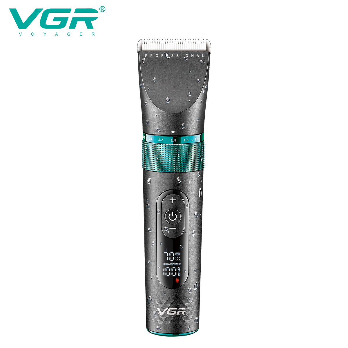 VGR163 Cross-border Professional waterproof ceramic Electric clipper LDE display USB Item Picture