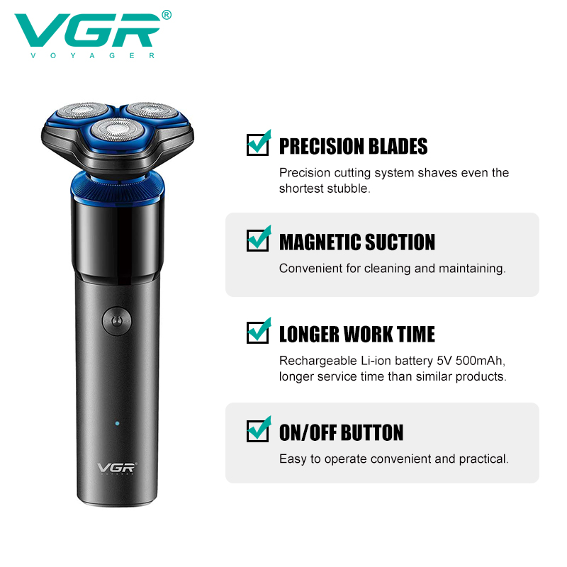 VGR325 Magnetic head dual-purpose charge and plug razor, long-lasting shaver details Picture