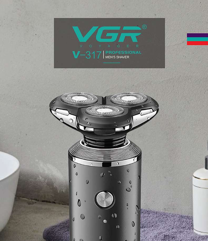 VGR317三头电动旋转剃须刀家用USB充插两用6级防水男士刮胡刀详情1
