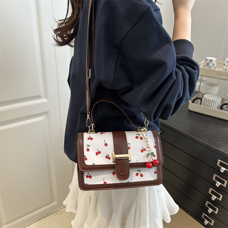 樱桃图案手提包礼品袋塑料袋广式早餐奶茶包装袋小吃店专用袋子