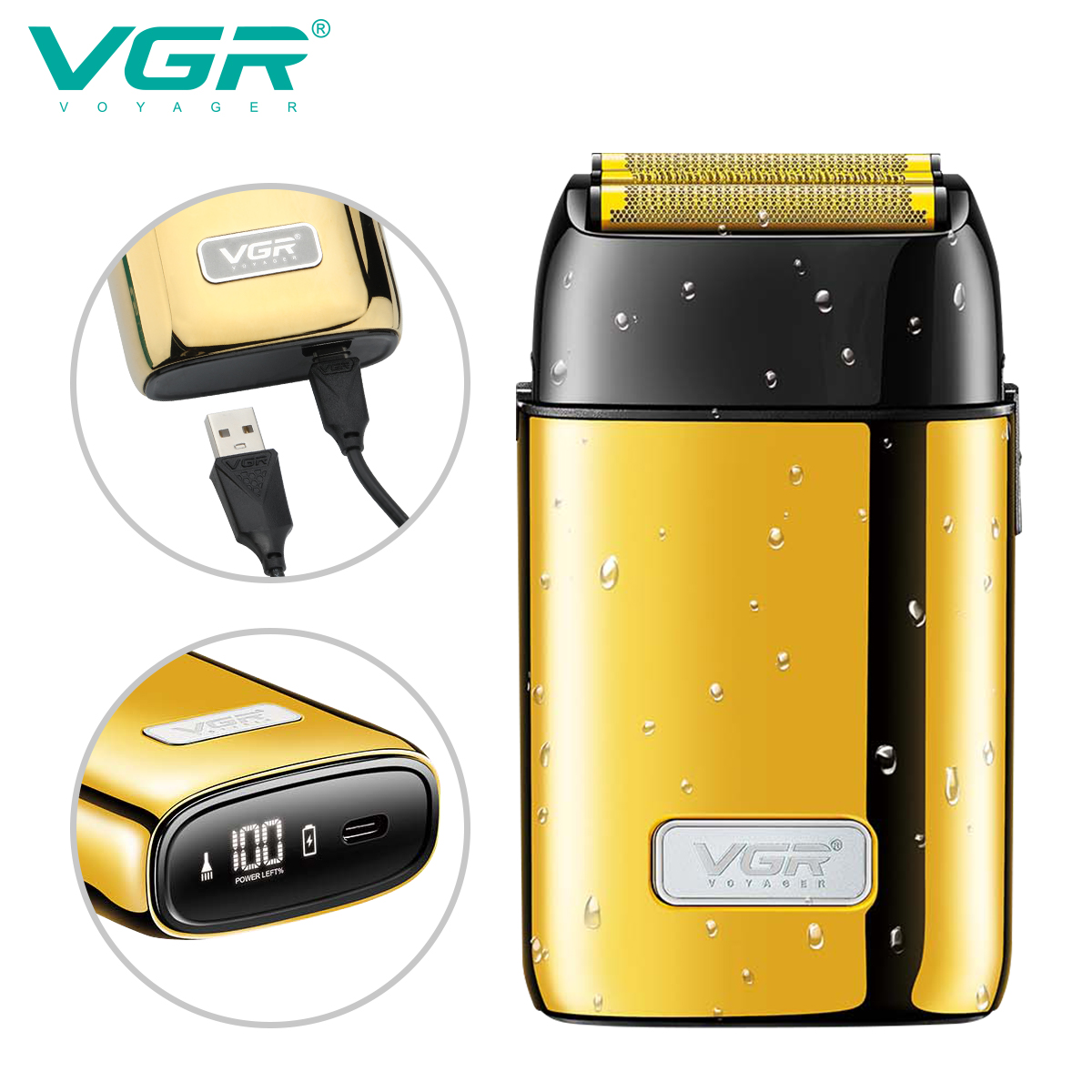VGR356 Metal body waterproof floating USB compact long-lasting shaver Specification image