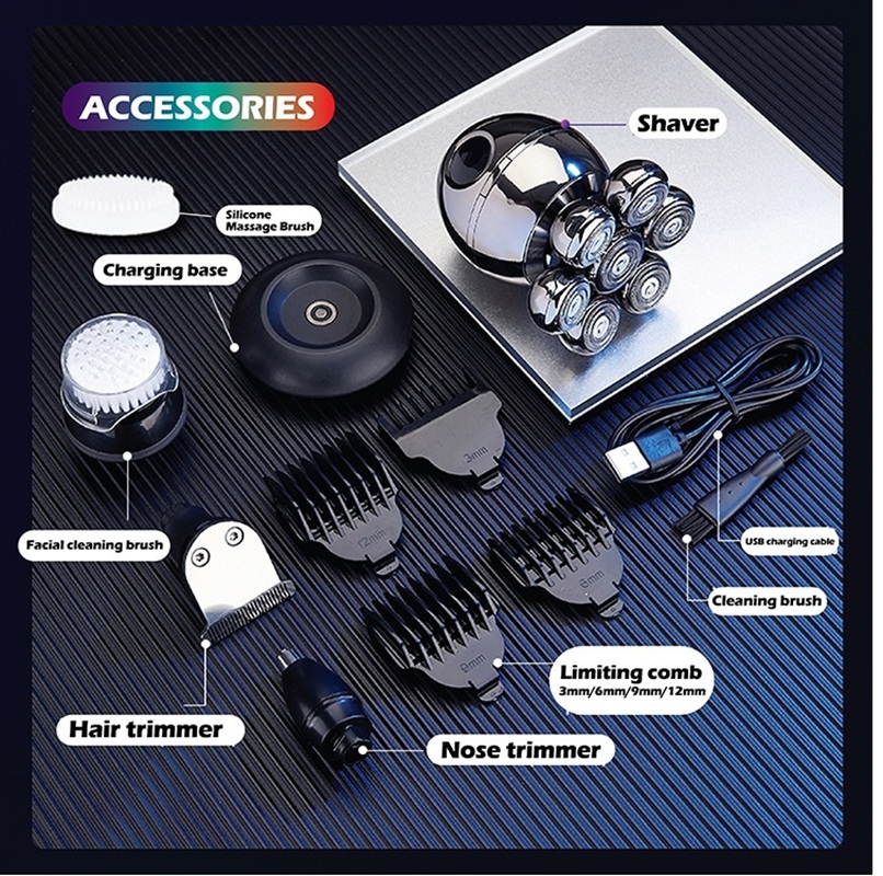 VGR315 5-in-1 Men's Set: Full-body washable LCD digital display 5-in-1 rechargeable electric Bald shaver Specification image