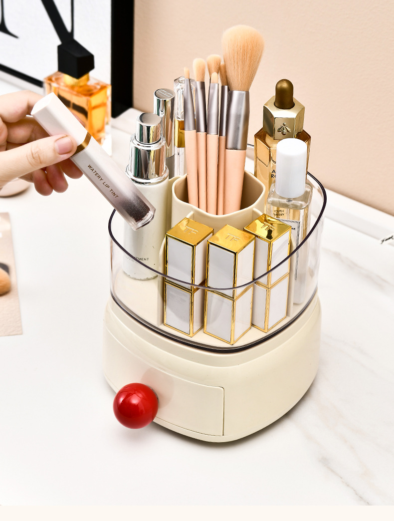 K10-9027化妆品收纳盒旋转梳妆台桌面笔桶口红眼影置物架详情图4