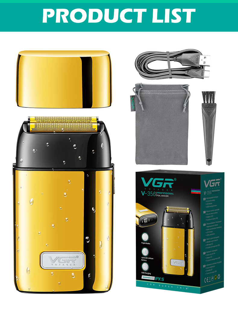 VGR356 Metal body waterproof floating USB compact long-lasting shaver pic 10