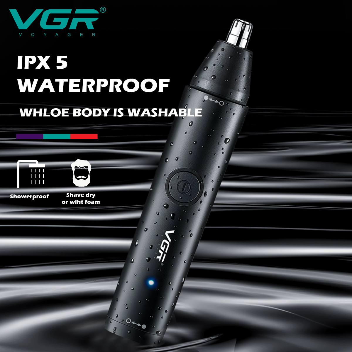 VGR613 Dual-purpose, waterproof and multi-functional nose hair Trimmer and Eyebrow Contouring knife Item Picture