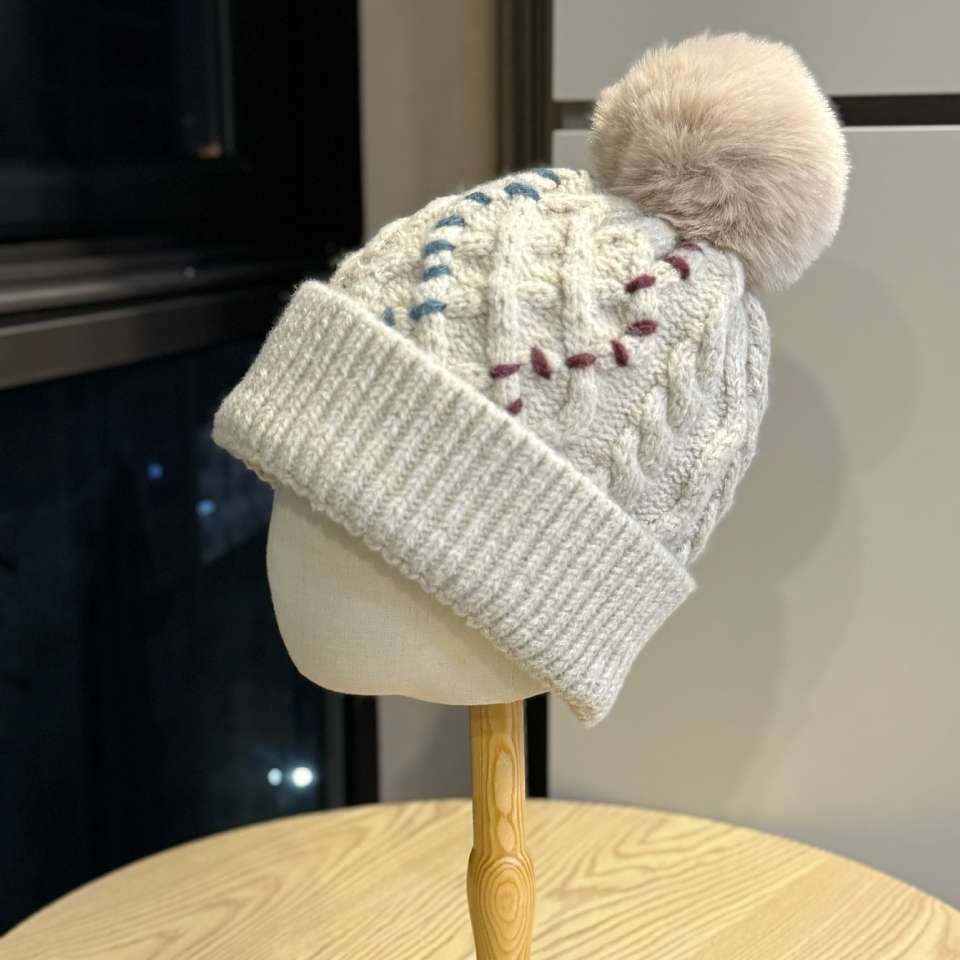 New colorful linen pattern wool blend woolen cap for children's autumn and winter warmth knitted cap for students to keep warm