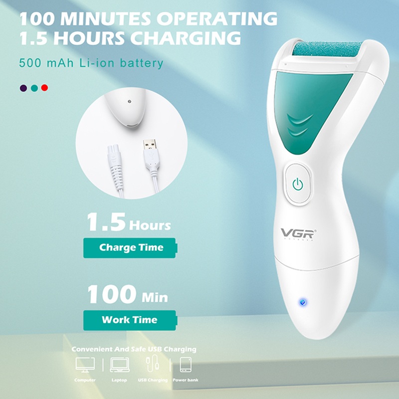 VGR812 foot scrubber, digital display, electric, IPX6 waterproof, can remove calluses and dead skin, and is a foot care device details Picture