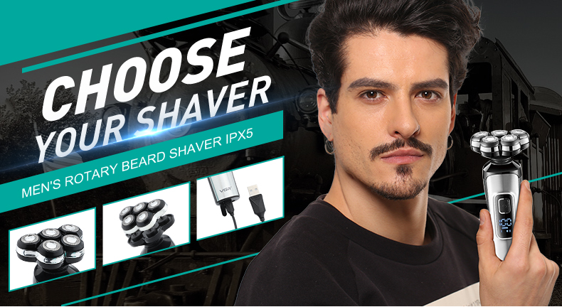 VGR385 Five-head magnetic floating razor with LCD digital display, multi-waterproof and long-lasting razor pic 3
