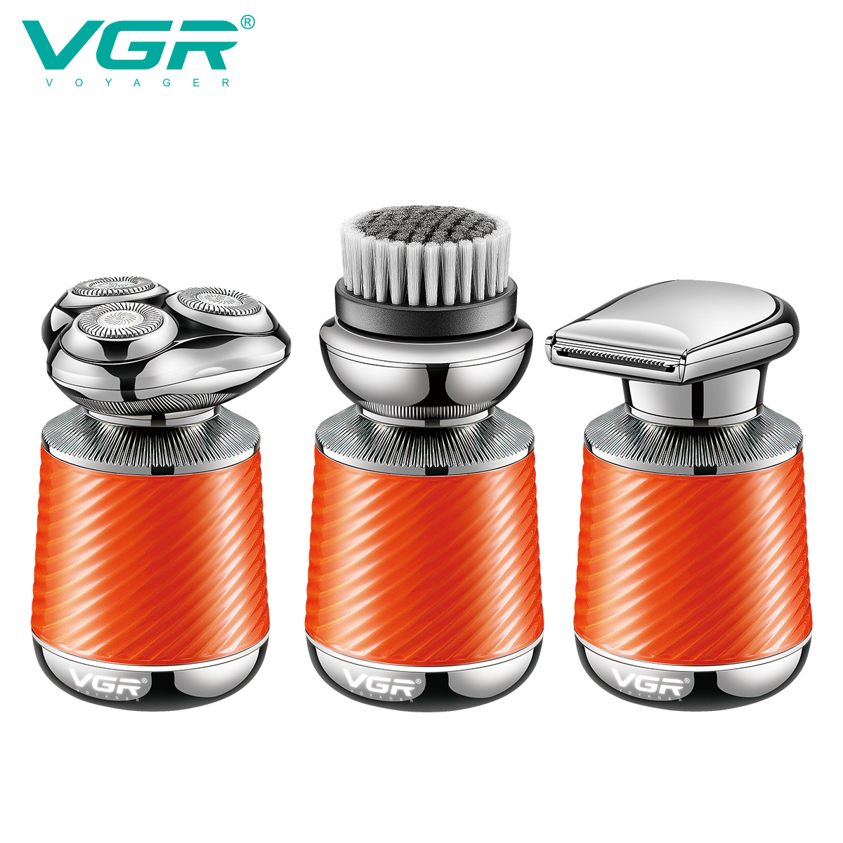 VGR391 Metal Magnetic three-head multi-functional waterproof Shaver set Item Picture