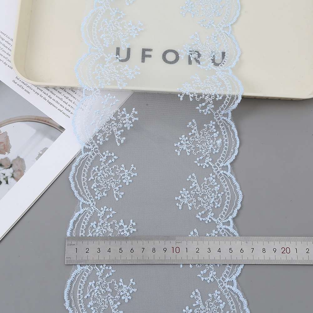 Factory direct supply of new mesh embroidery snowflake lace 16cm accessories, large intestine rings, clothing accessories, diy stock wholesale