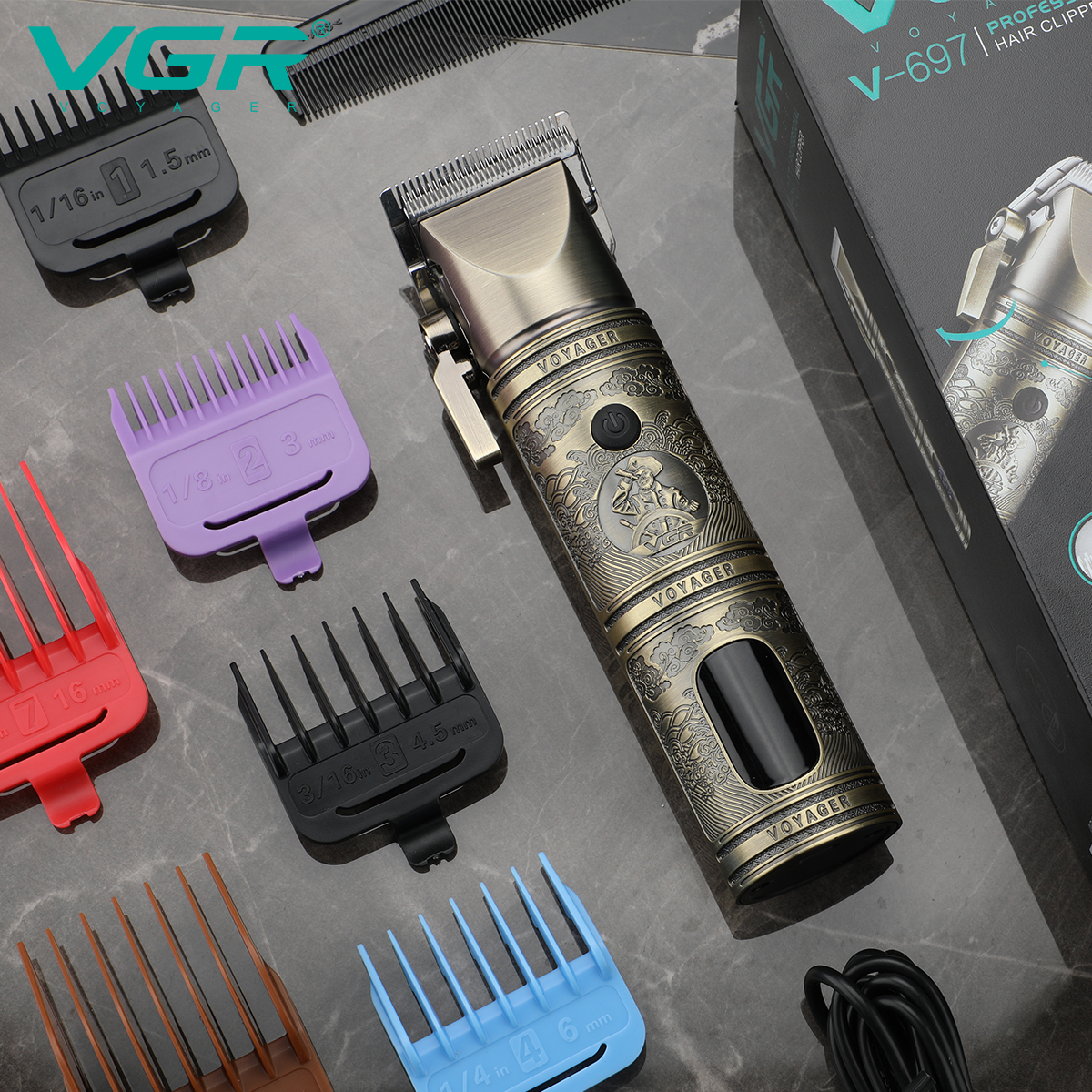 Wholesale VGR697 hair clipper electric hair trimmer Household electric hair trimmer LCD digital display engraved hair clipper Specification image