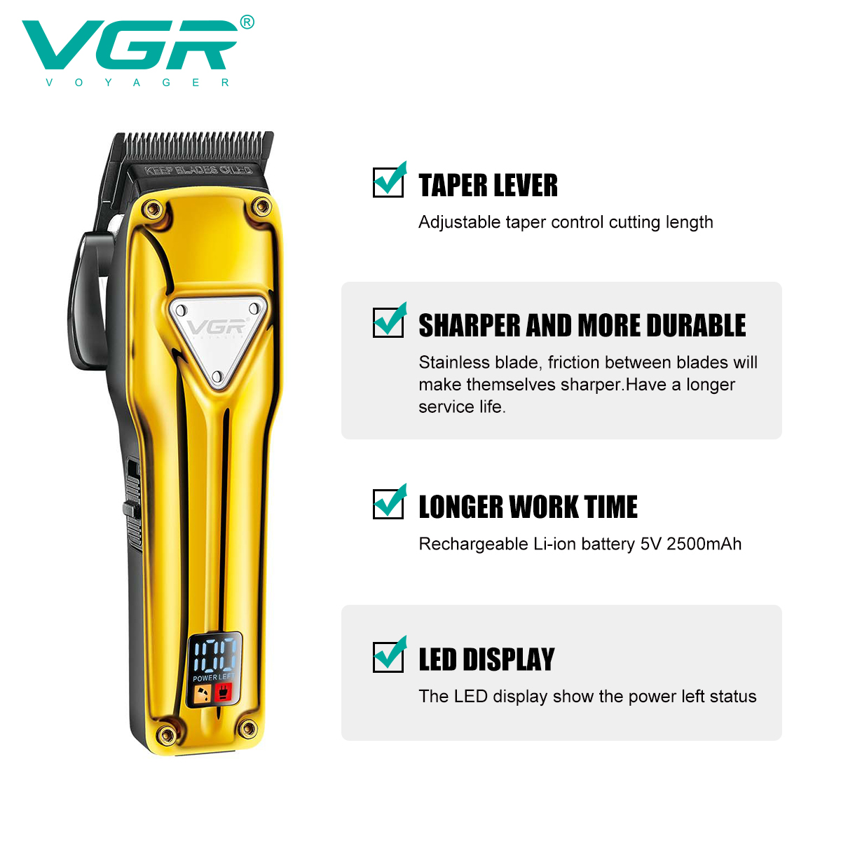 VGR136 Cross-border New product Hair clipper, professional retro oil hair clipper, professional electric hair clipper Specification image