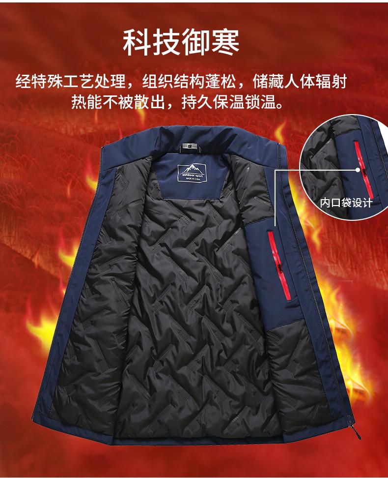 多口袋纯色反光条羽绒棉马甲男女同款加厚抗寒聚热保暖防风保暖科技面料内里加厚毛绒内胆迅速锁温抗寒详情4