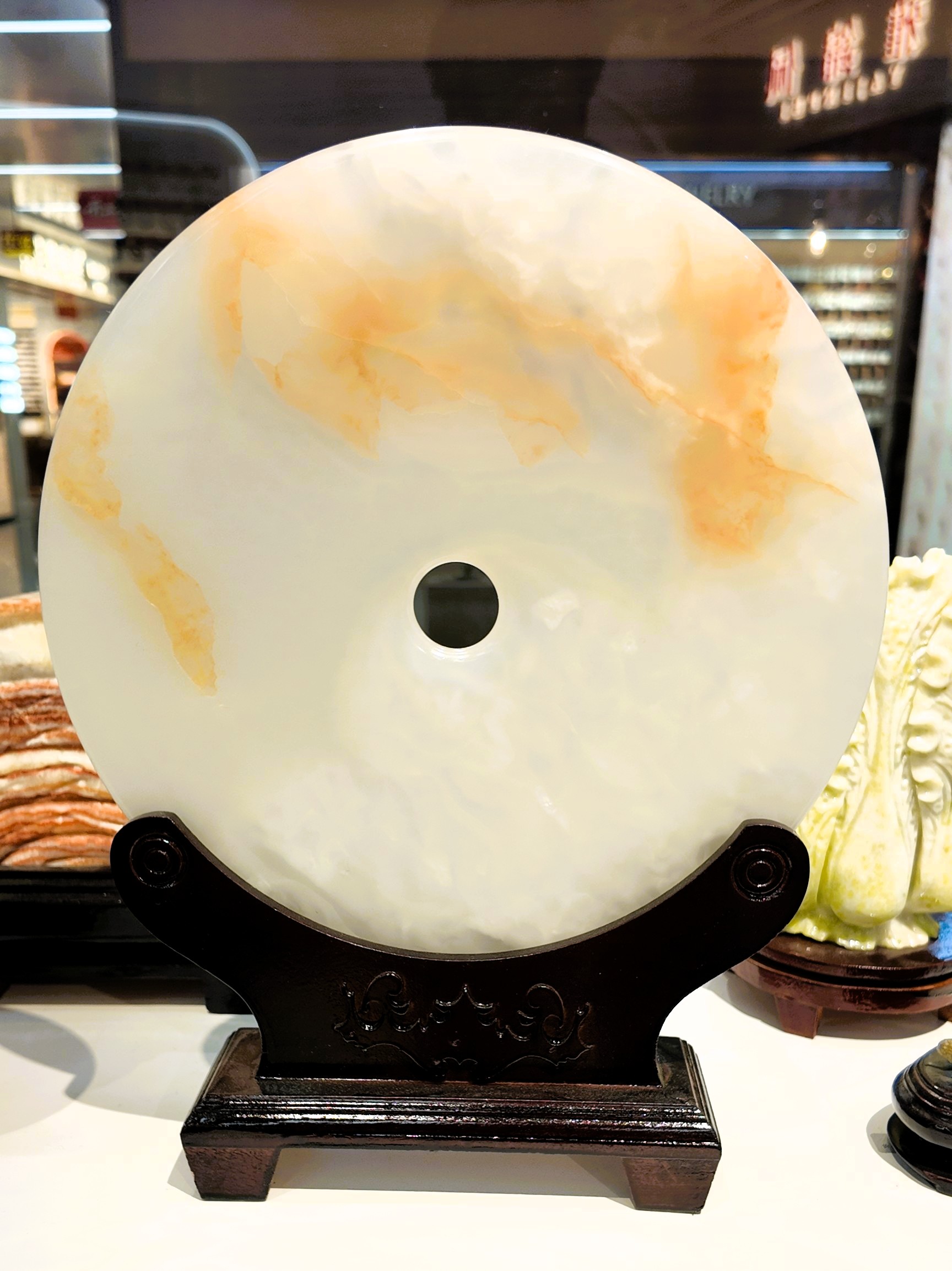 【 Ya Jin Pei 】 30 cm diameter Peace Pendant handicraft Jade Unreported plaque Retro style jewelry gift collection Item Picture