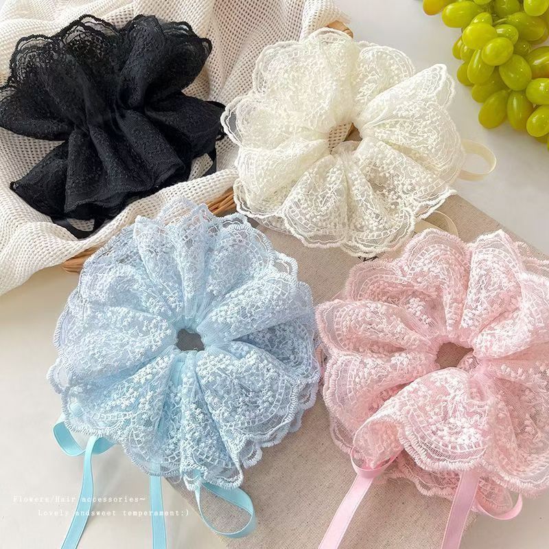 Factory direct supply of new mesh embroidery snowflake lace 16cm accessories, large intestine rings, clothing accessories, diy stock wholesale detail image 3