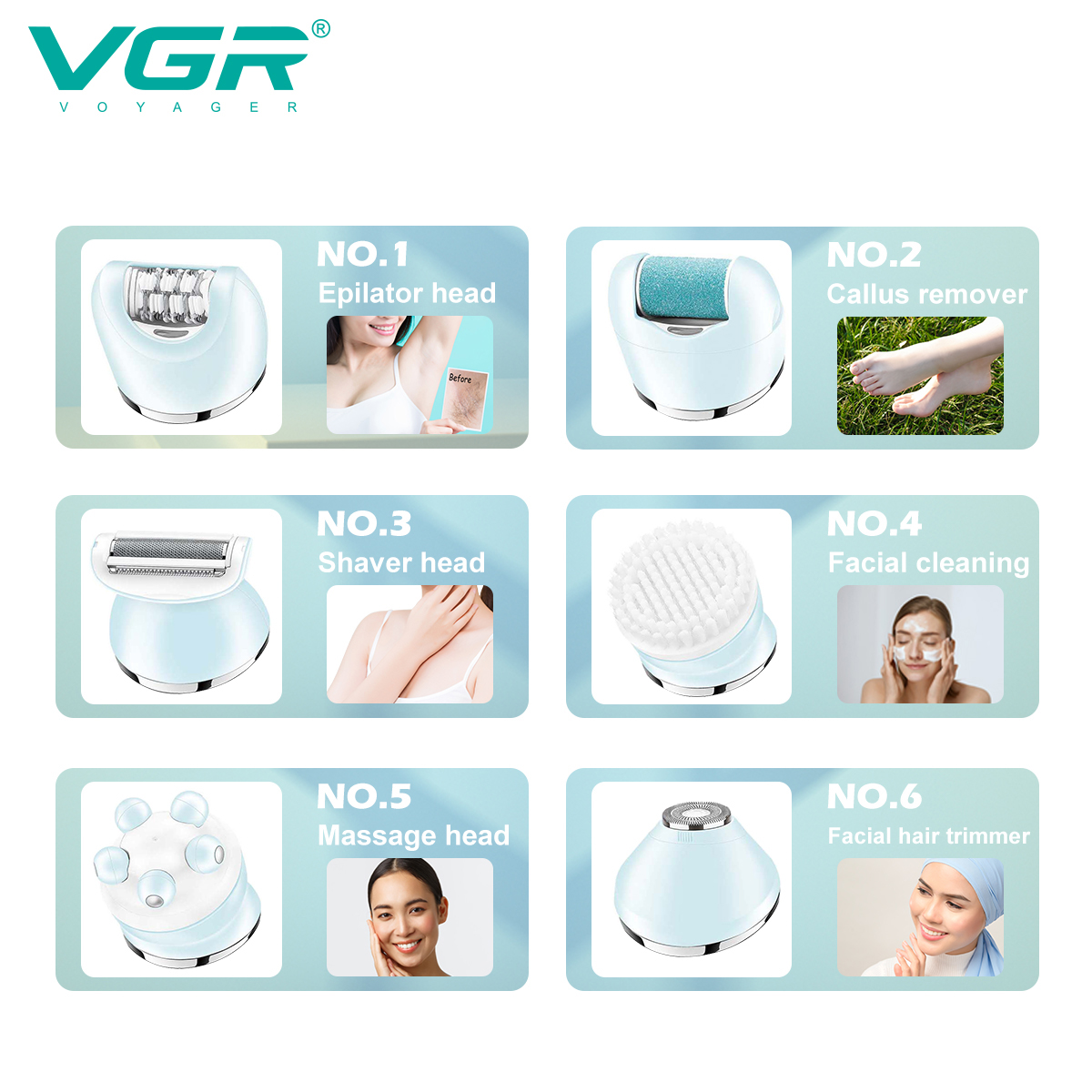 VGR733 Multi-functional Women's Hair Removal Device, armpit hair scraping Magic Tool, Hair Shaving device, Electric hair Pulling device, Hair removal Instrument set Specification image