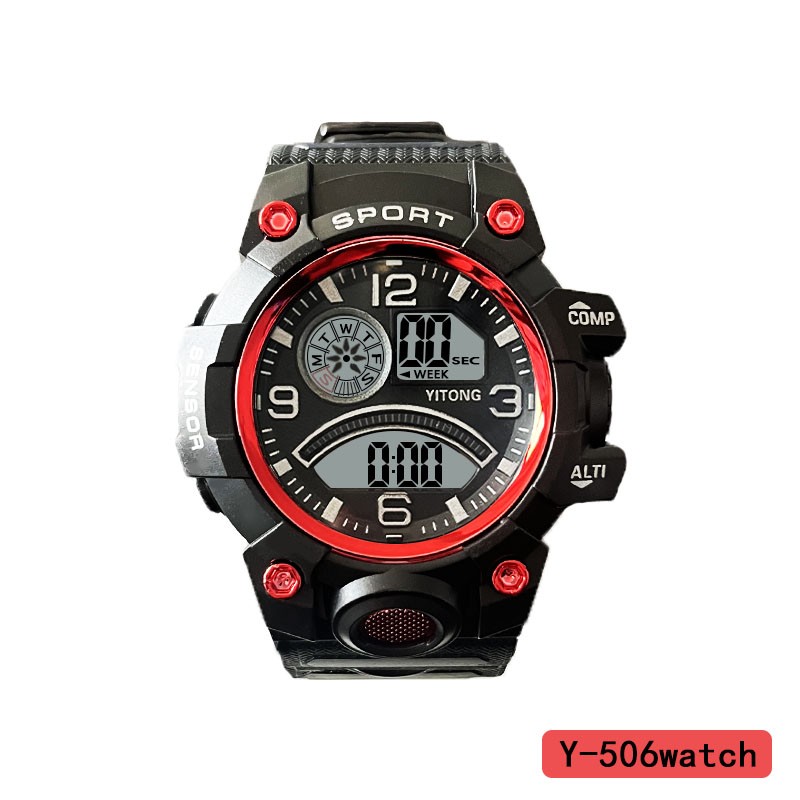 The YITONG basic model electronic watch from YITONG is cost-effective, durable and worry-free. It is specially designed for students to wear in class and on a daily basis. The Y-506 color electronic watch is a round electronic watch and a men's waterproof luminous sports watch. It is a trendy choice Item Picture