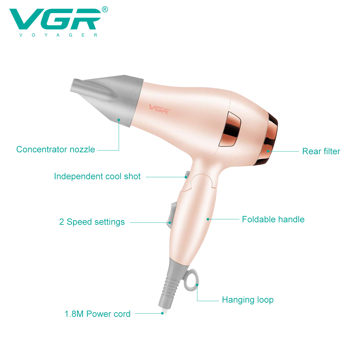 The VGR432 mini foldable travel portable hair dryer is selling well across borders details Picture