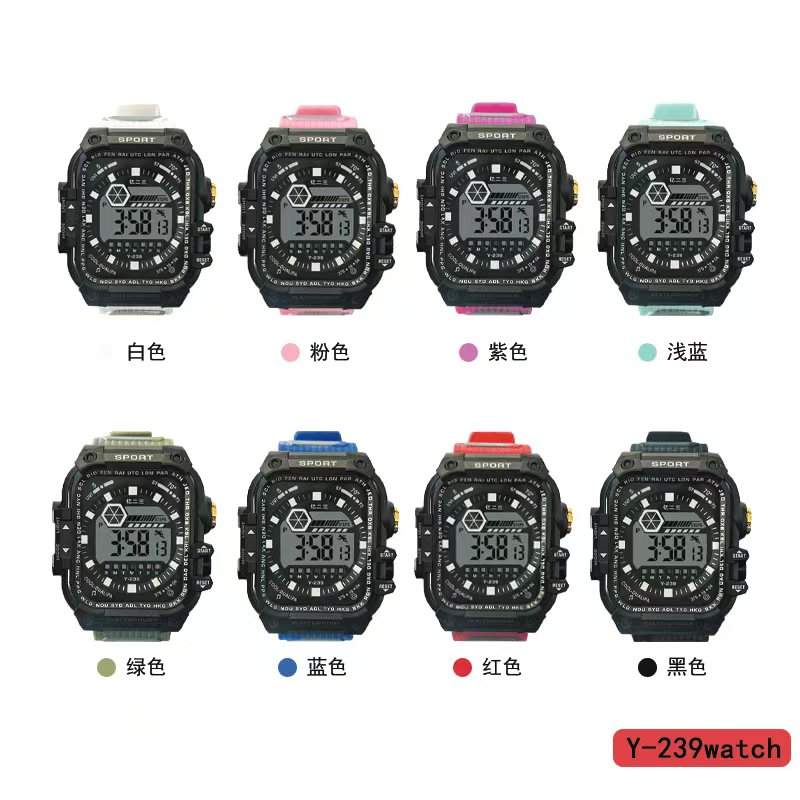 YITONG basic model electronic watch is cost-effective, durable and worry-free. It is specially designed for students to wear in class and daily life. Y-239 color electronic watch, square electronic watch, men's waterproof luminous sports watch, trendy details Picture
